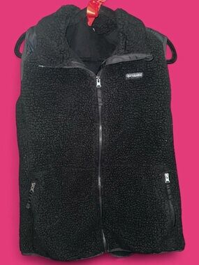 Columbia Black Sherpa Zip-Up Vest